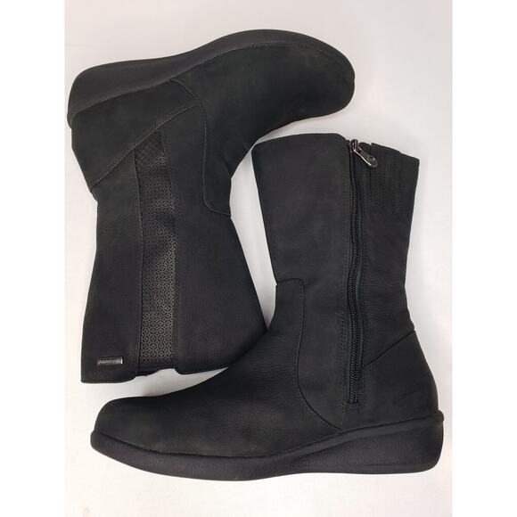 Aravon Womens Fairlee Black Leather Mid Winter Wedge Boots Waterproof Size 8 US - Picture 16 of 16